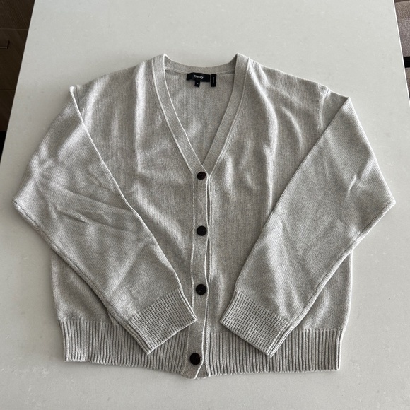 Theory Grey V-Neck Cardigan - Picture 2 of 4